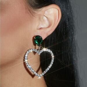 Fashion Nova Follow Your Heart Rhinestone Drop Earrings NWT